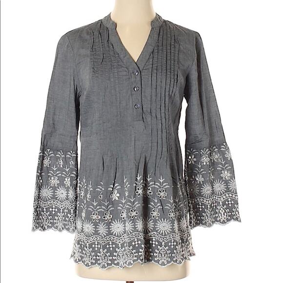 Style & CO Embroidered Eyelet Boho Floral Blouse - Picture 4 of 8
